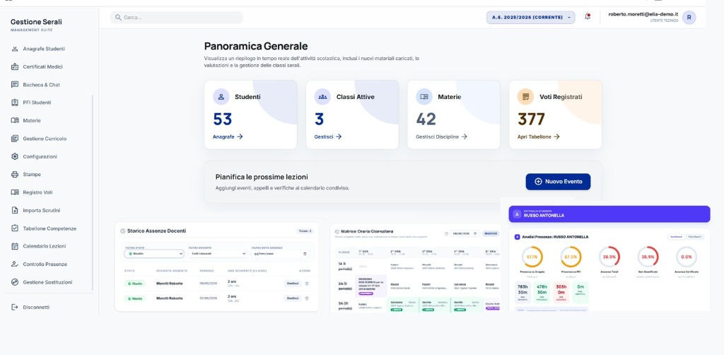 Piattaforma Gestione Serali - Panoramica